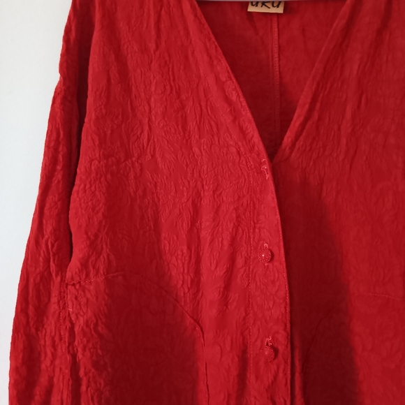 URU Orange Textured Silk Jacket One Size - Picture 2 of 5